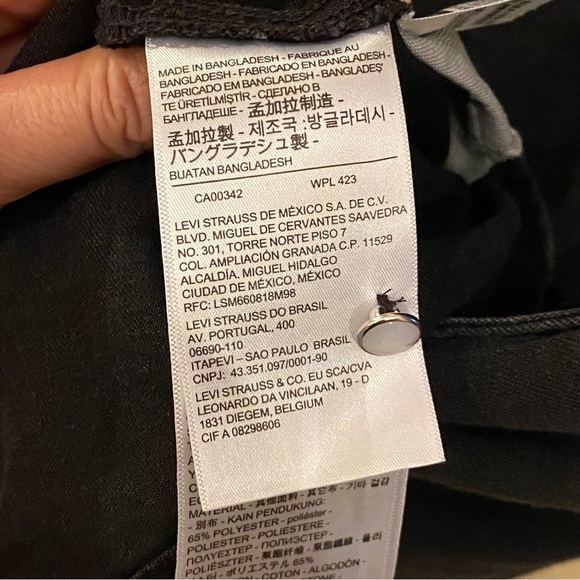 LEVI’S Women Black Pearl Snap Button Denim Shirt Dress Western Style Size Small - Picture 6 of 7